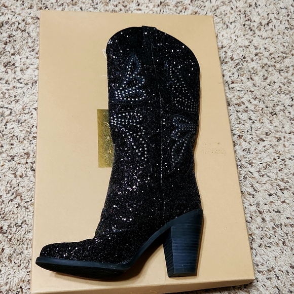 Jessica Simpson Shoes - Womens Jessica Simpson Black Glitter Cowboy Boots